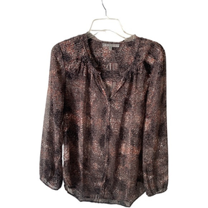 Daniell Rainn Sheer Longsleeve Printed Blouse‎ XS
